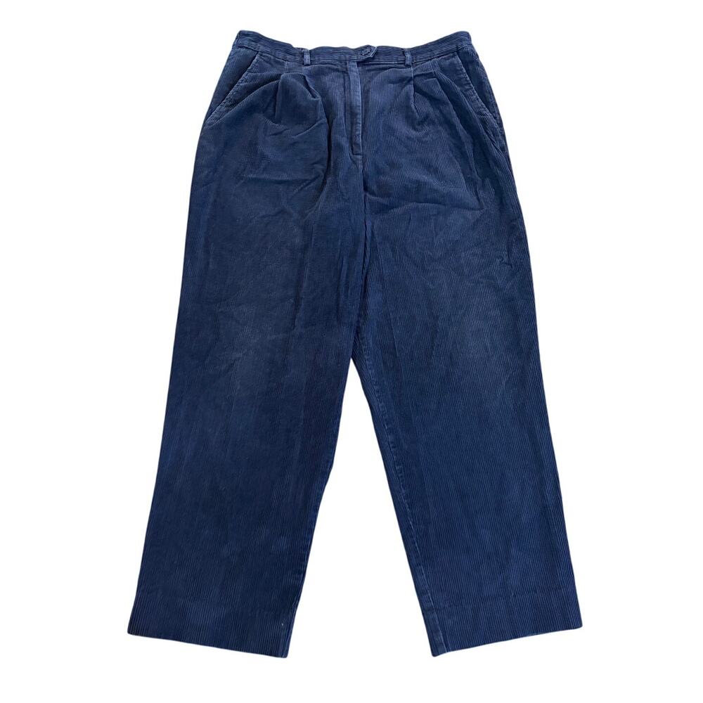 David Brooks/Talbots Corduroy Pant Women Sz 16/ 34x27 Long Blue High-Rise Cotton